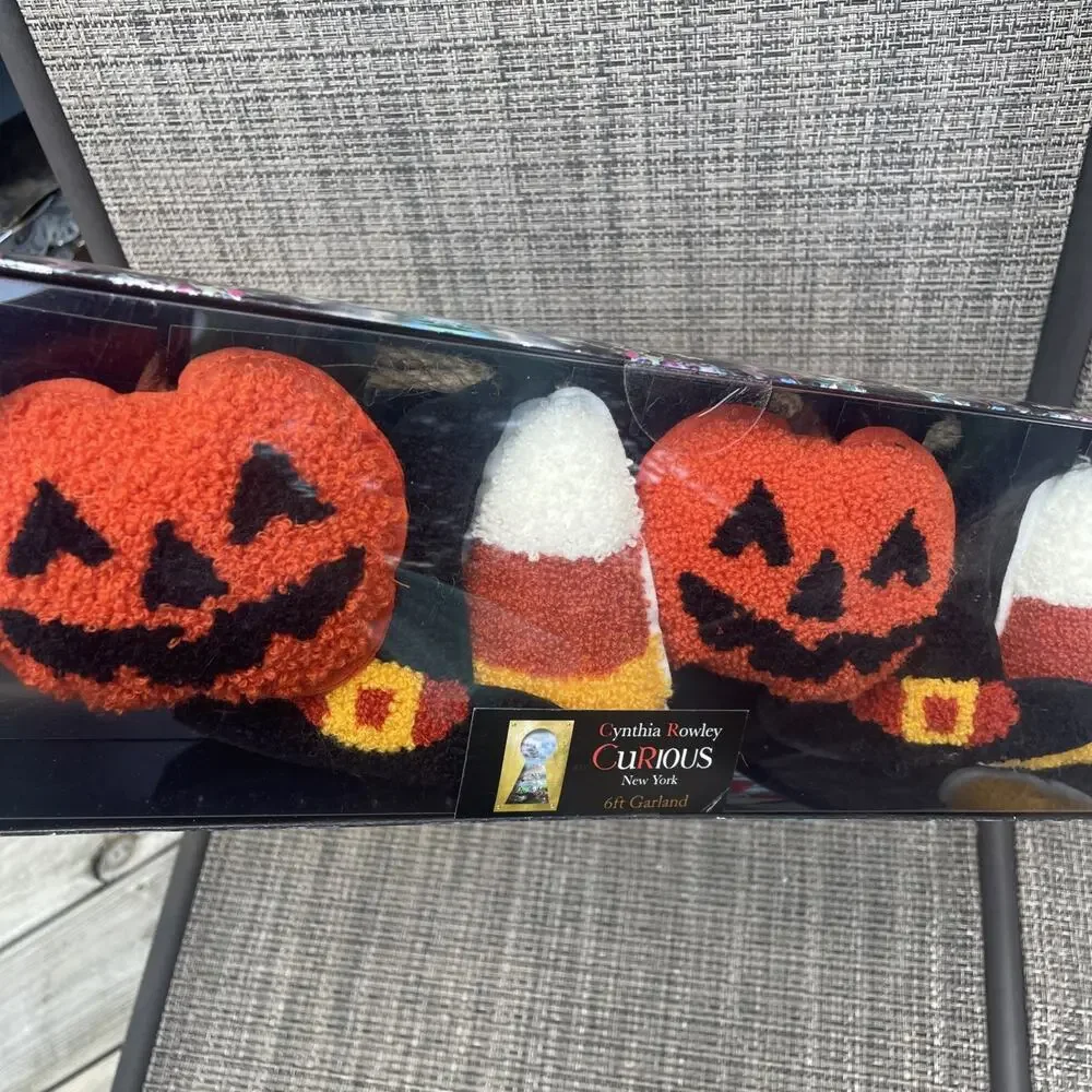 2 Cynthia Rowley Halloween Candy Corn Ghost Witch Hat Jack O Lantern Garland 6'